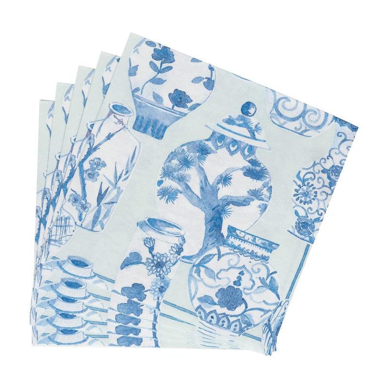 Caspari Glazed Porcelain Celadon Paper Linen Dinner Napkins - 12 Per Package