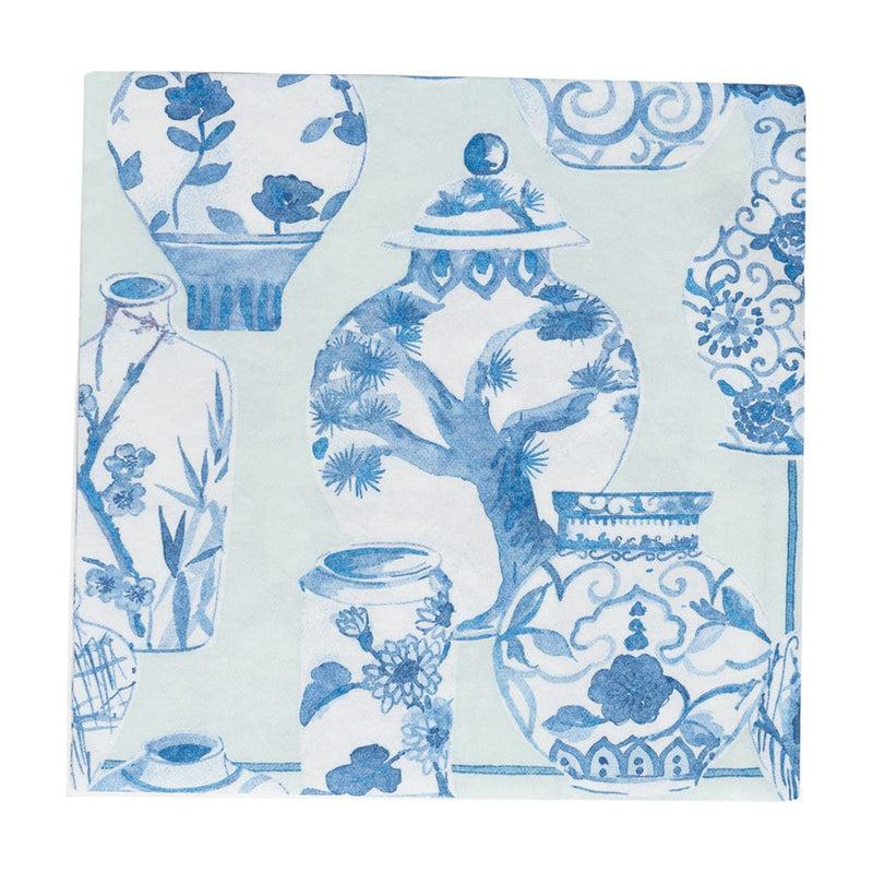 Caspari Glazed Porcelain Celadon Paper Linen Dinner Napkins - 12 Per Package