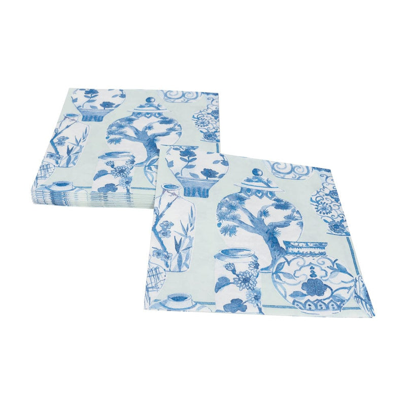 Caspari Glazed Porcelain Celadon Paper Linen Dinner Napkins - 12 Per Package