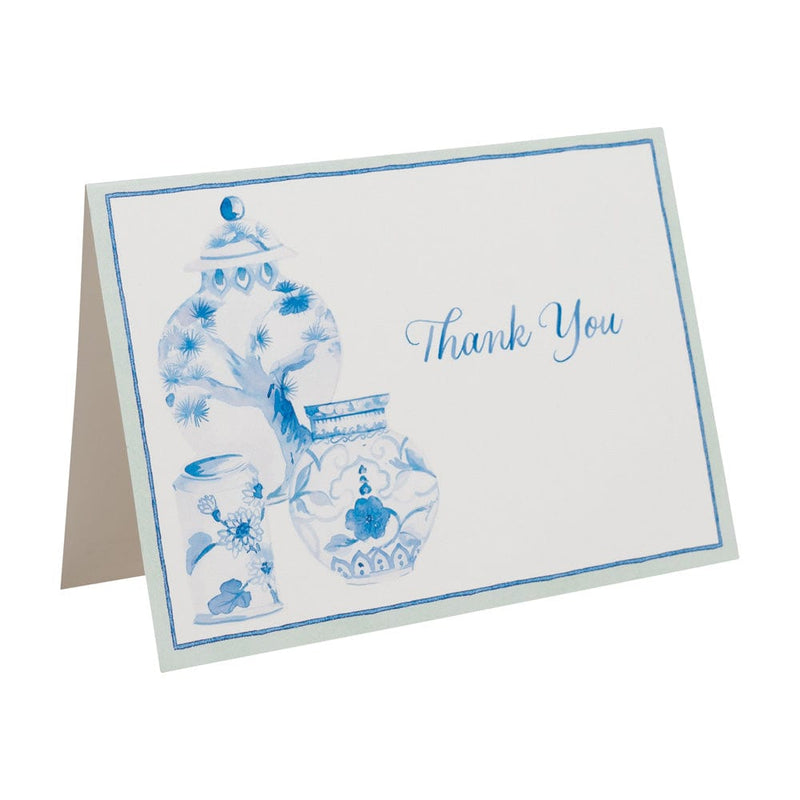 Caspari Glazed Porcelain Thank You Notes - 8 Note Cards & 8 Envelopes