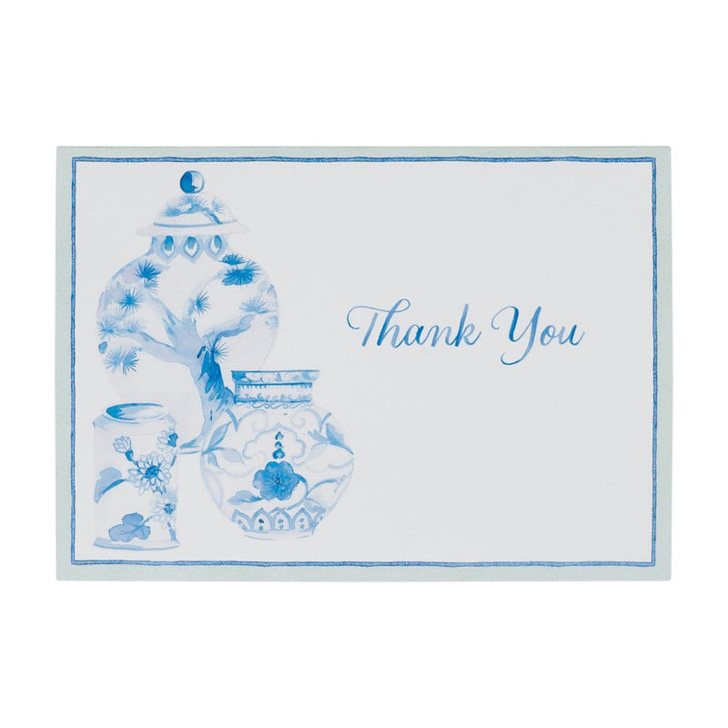 caspari Glazed Porcelain Thank You Notes - 8 Note Cards & 8 Envelopes