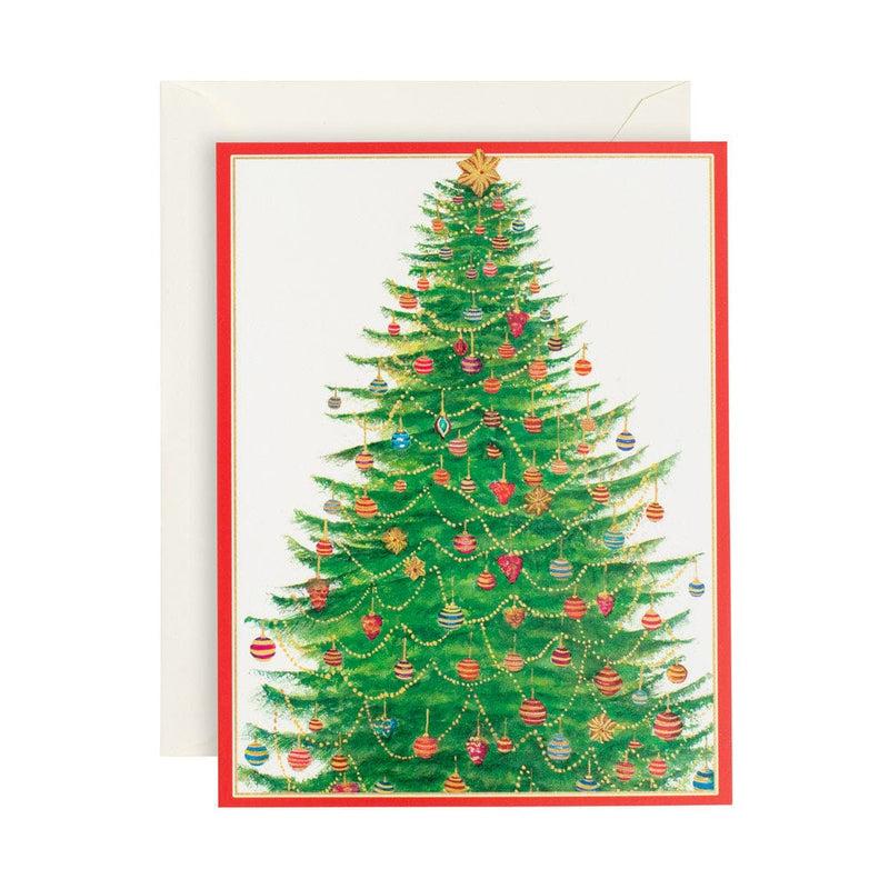 caspari Glittering Tree Personalized Christmas Cards