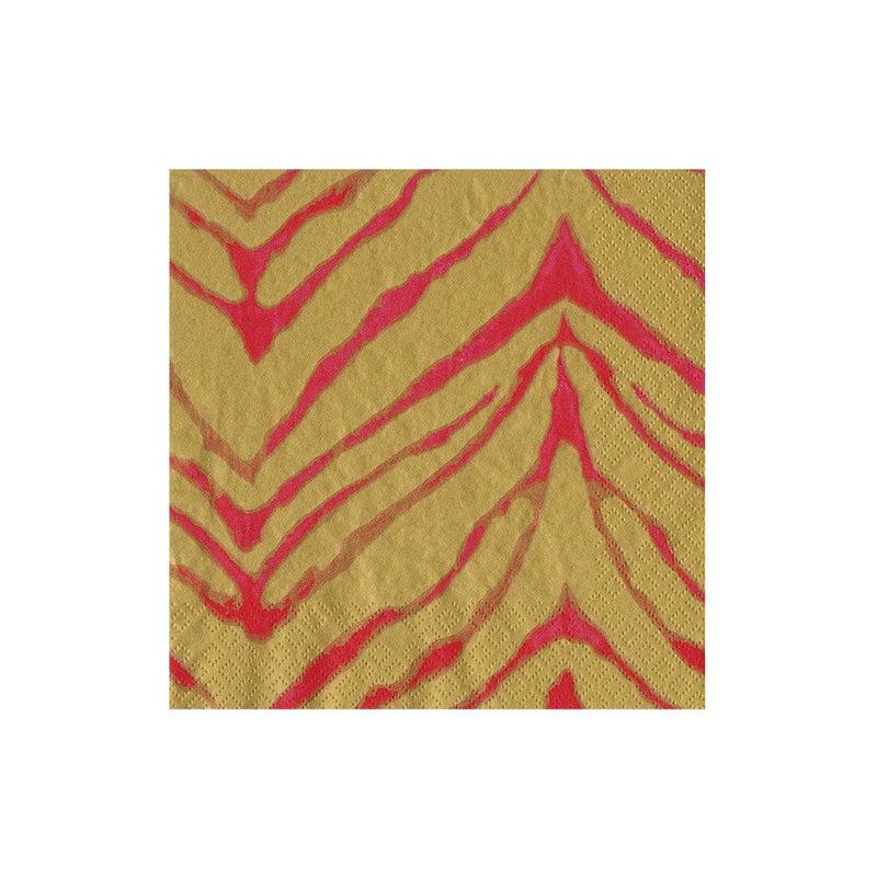 caspari Go Wild Fuchsia & Gold Cocktail Napkin - 20 Per Package