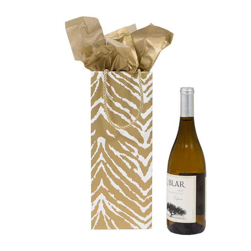 Caspari Go Wild Gold & White Wine & Bottle Gift Bag - 1 Each