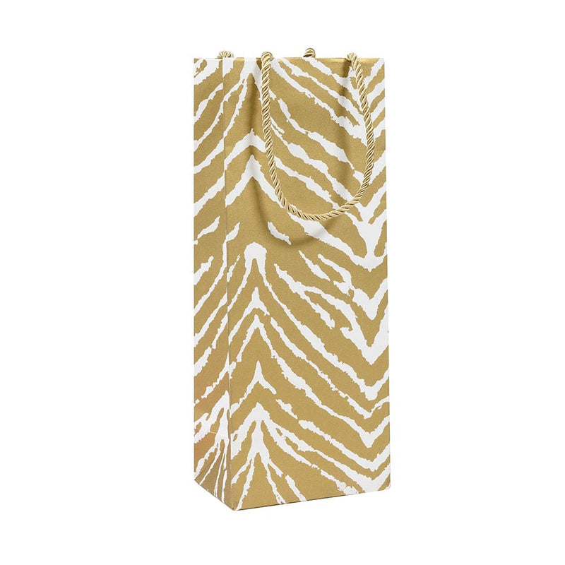 caspari Go Wild Gold & White Wine & Bottle Gift Bag - 1 Each