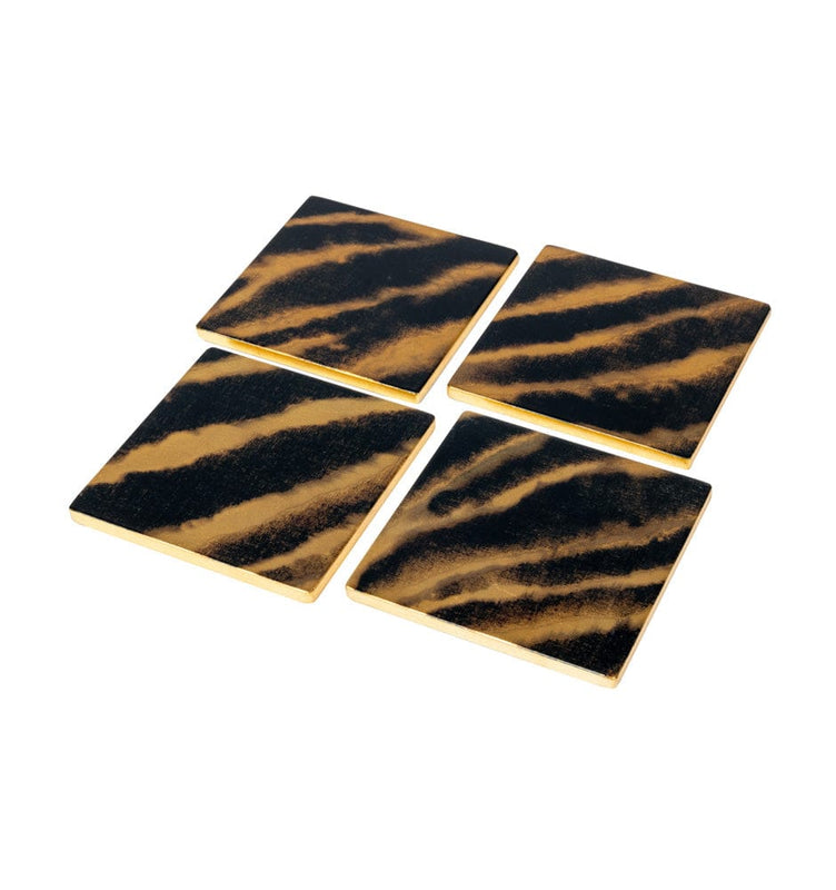 Caspari Go Wild Set Of 4 Lacquer Coasters - 4" Diameter