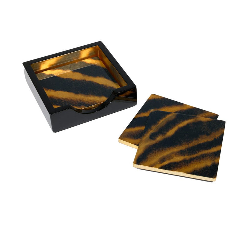 caspari Go Wild Set Of 4 Lacquer Coasters - 4" Diameter