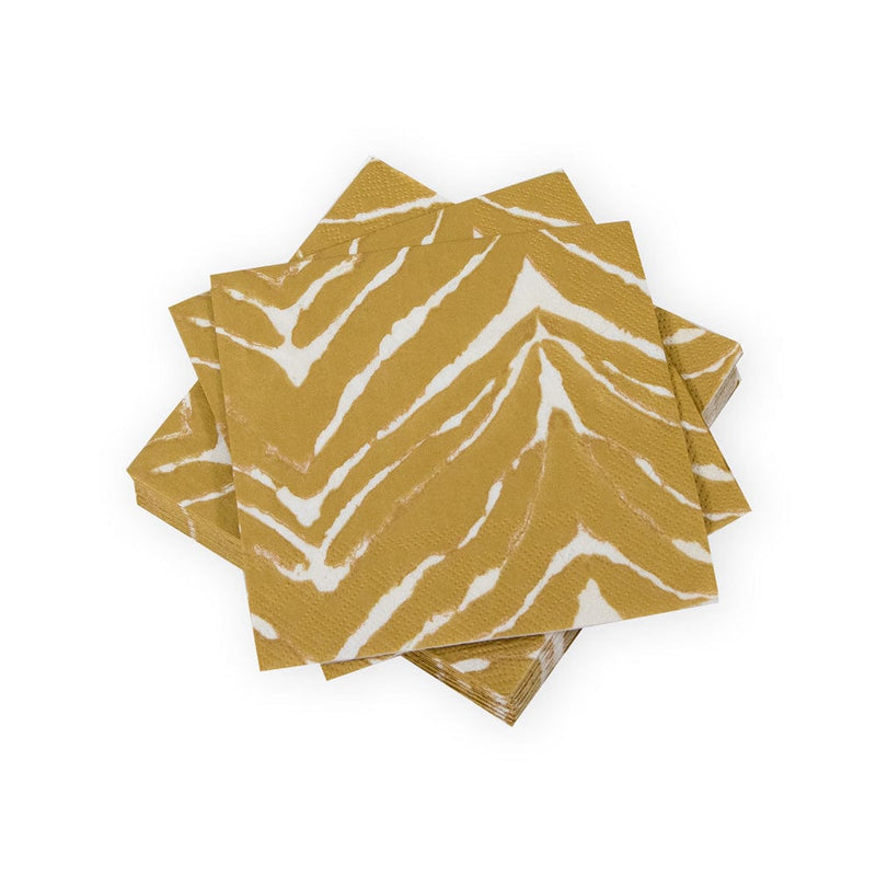 Caspari Go Wild White & Gold Cocktail Napkins - 20 Per Package