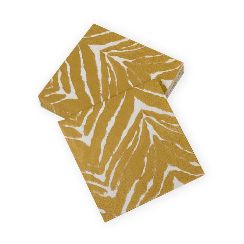 Caspari Go Wild White & Gold Cocktail Napkins - 20 Per Package
