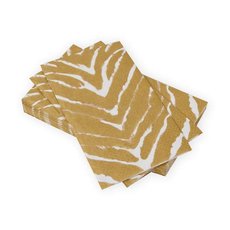 Caspari Go Wild White & Gold Guest Towel Napkins - 15 Per Package