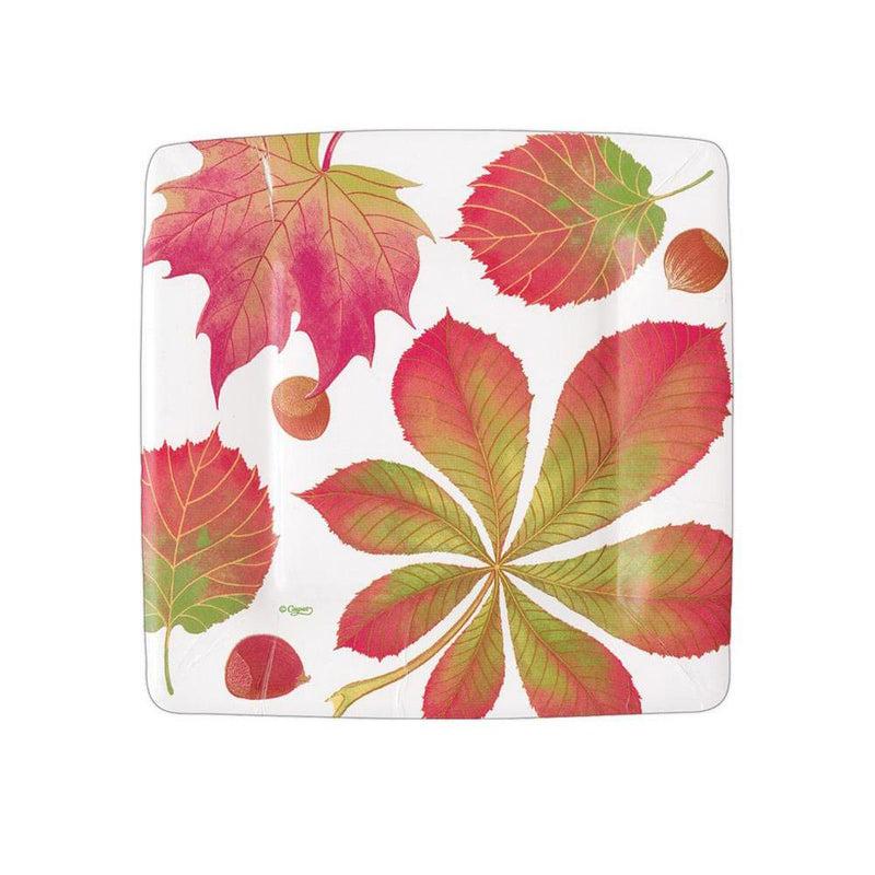 caspari Golden Chestnut Square Paper Salad & Dessert Plates in Ivory - 8 Per Package