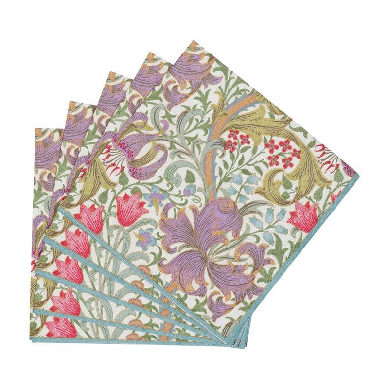 Caspari Golden Lily-Ivory Cocktail Napkins - 20 Per Package