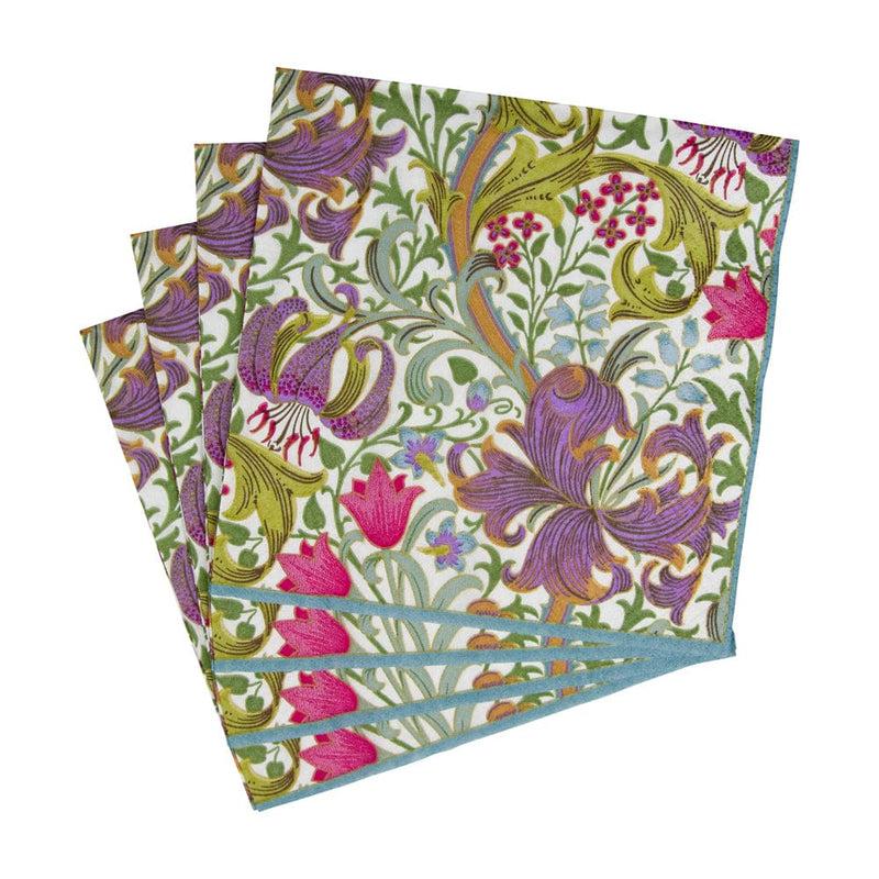 Caspari Golden Lily-Ivory Luncheon Napkins - 20 Luncheon Napkins Per Pack