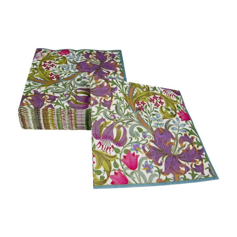Caspari Golden Lily-Ivory Luncheon Napkins - 20 Luncheon Napkins Per Pack