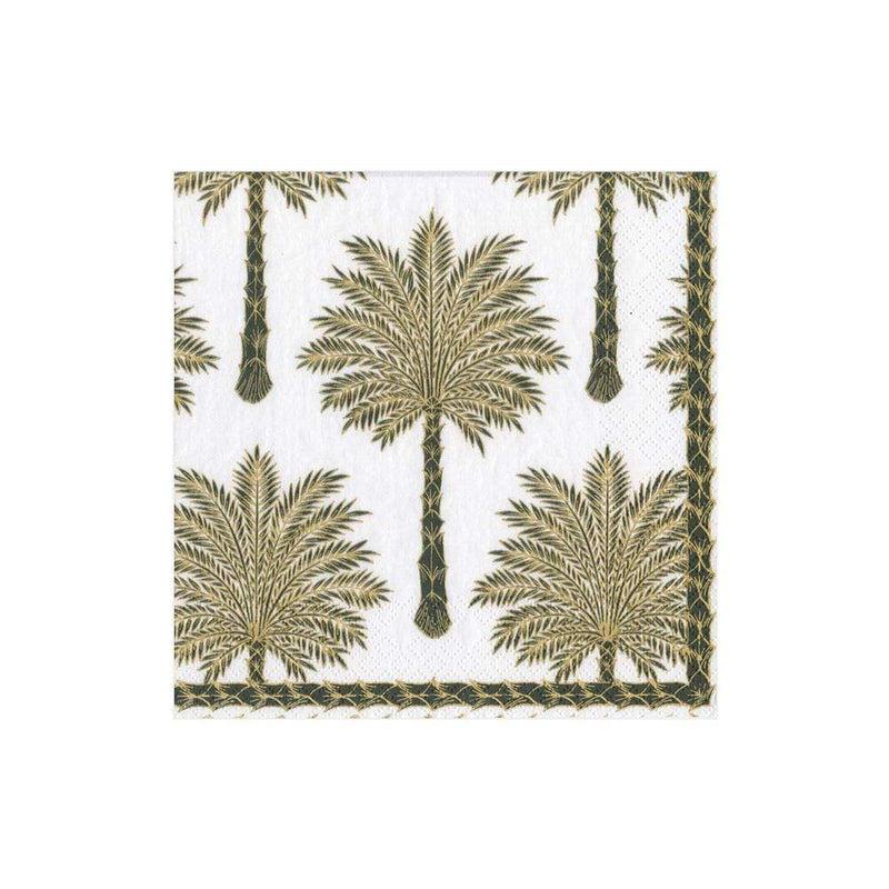 Caspari Grand Palms Boxed Paper Cocktail Napkins In Black - 40 Per Box