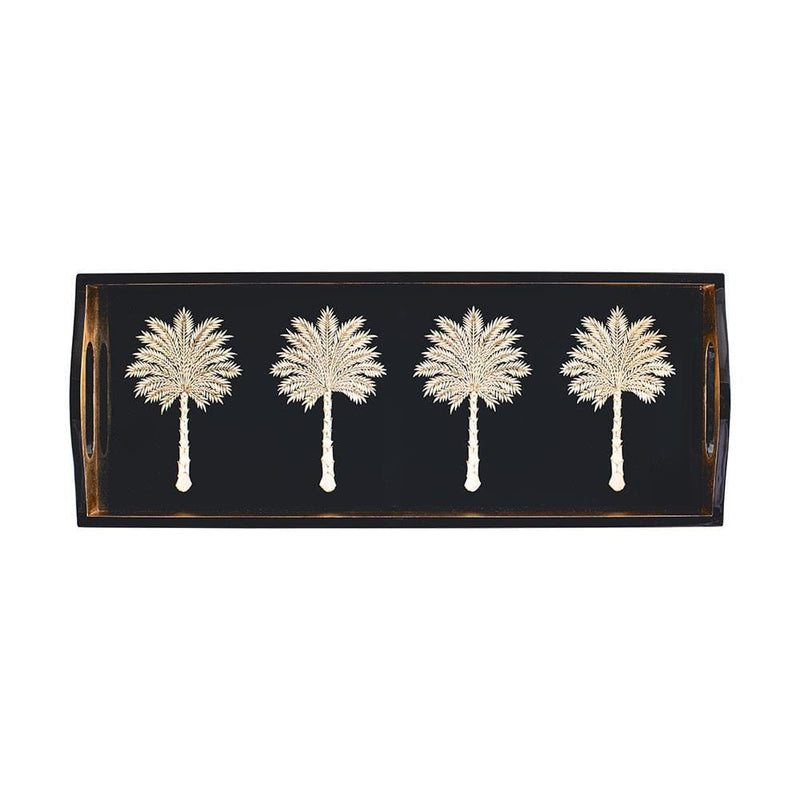 Caspari Grand Palms Lacquer Bar Tray In Black - 1 Each