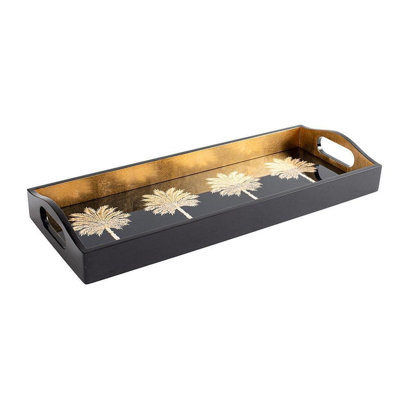 caspari Grand Palms Lacquer Bar Tray in Black - 1 Each