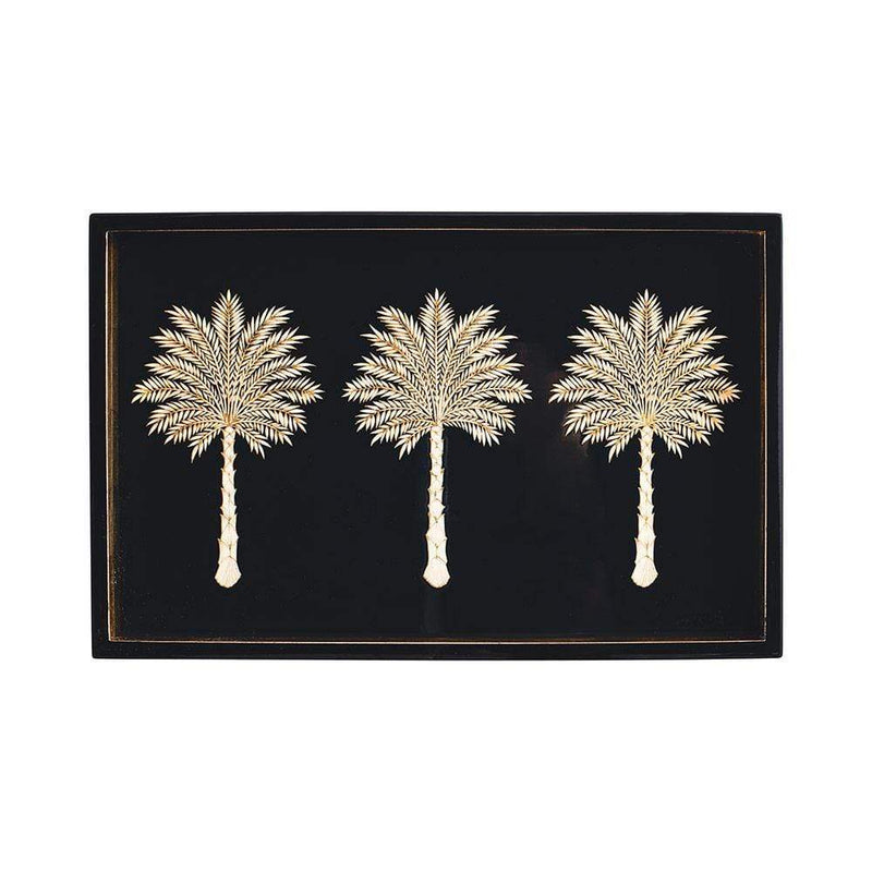 Caspari Grand Palms Lacquer Vanity Tray In Black - 1 Each