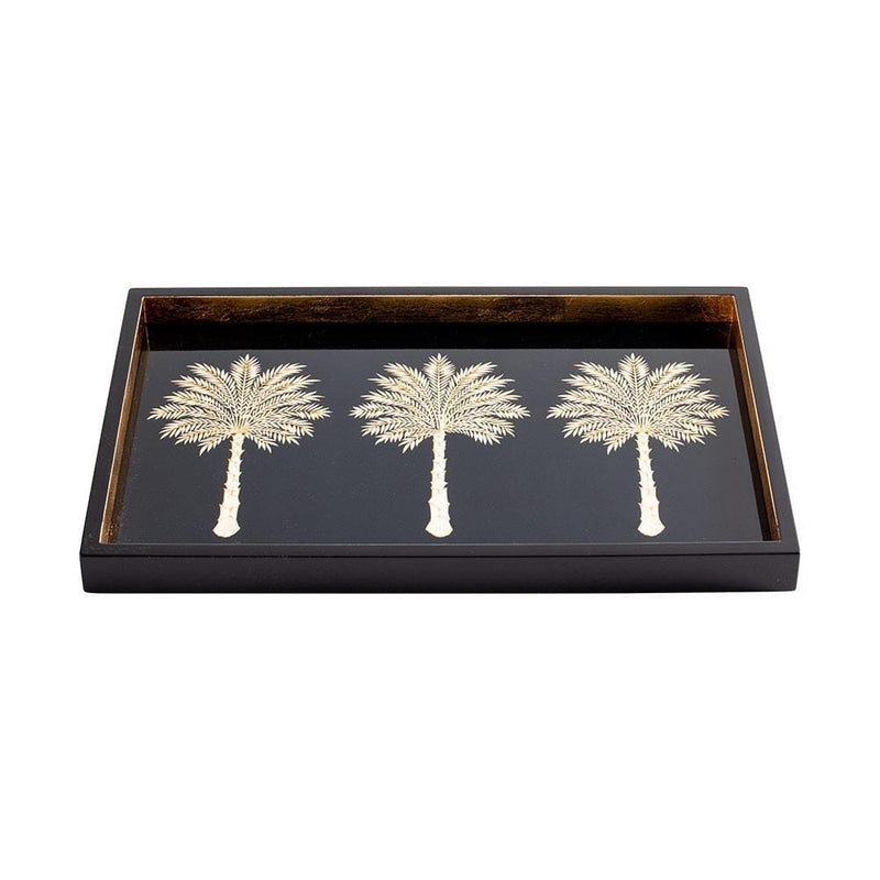 Caspari Grand Palms Lacquer Vanity Tray In Black - 1 Each