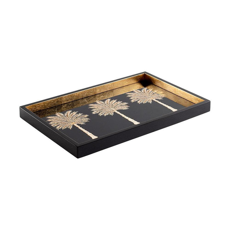 caspari Grand Palms Lacquer Vanity Tray in Black - 1 Each