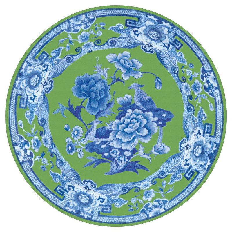 caspari Green And Blue Plate Die-Cut Placemats - 4 Each