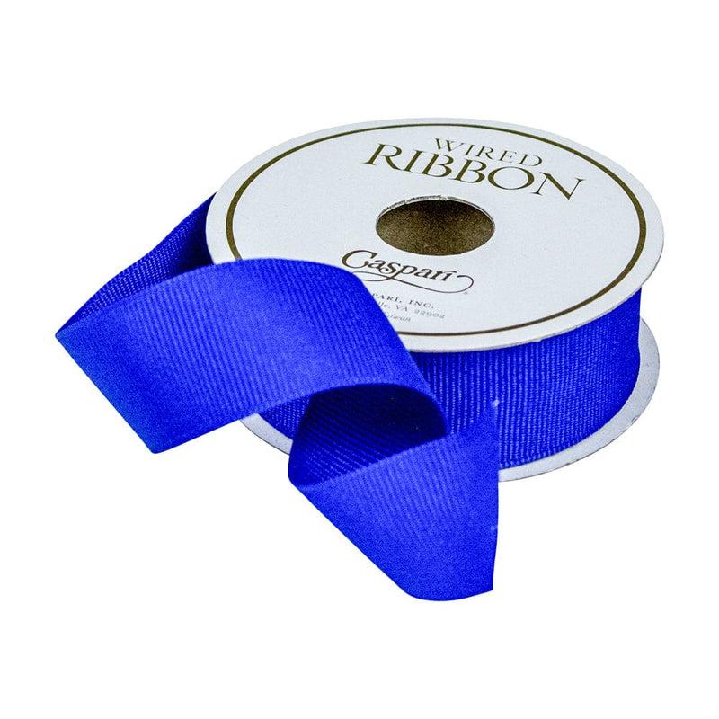 Caspari Grosgrain Ceramic Blue Wired Narrow Ribbon - 1 Spool Of Ribbon