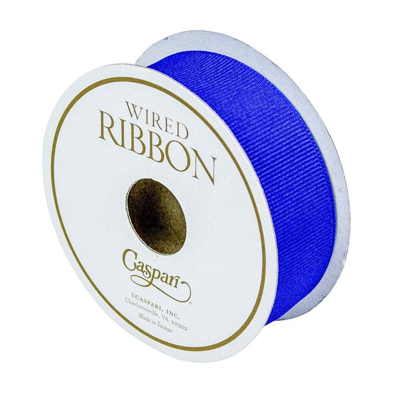 caspari Grosgrain Ceramic Blue Wired Narrow Ribbon - 1 Spool Of Ribbon