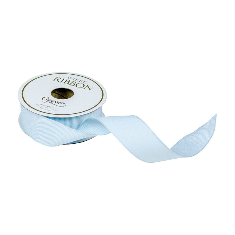 Caspari Grosgrain Light Blue Wired Narrow Ribbon - 1 Spool Of Ribbon