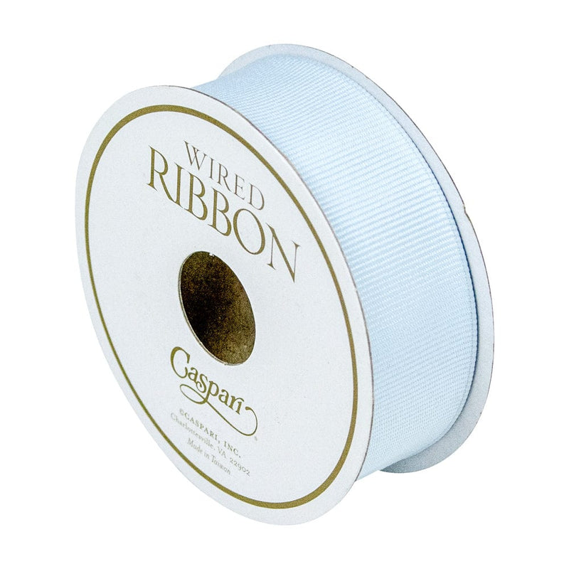 caspari Grosgrain Light Blue Wired Narrow Ribbon - 1 Spool Of Ribbon