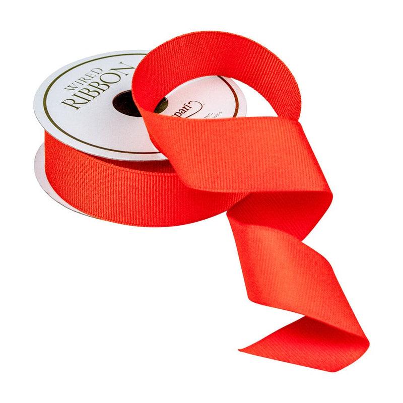 Caspari Grosgrain Mandarin Wired Narrow Ribbon - 1 Spool Of Ribbon