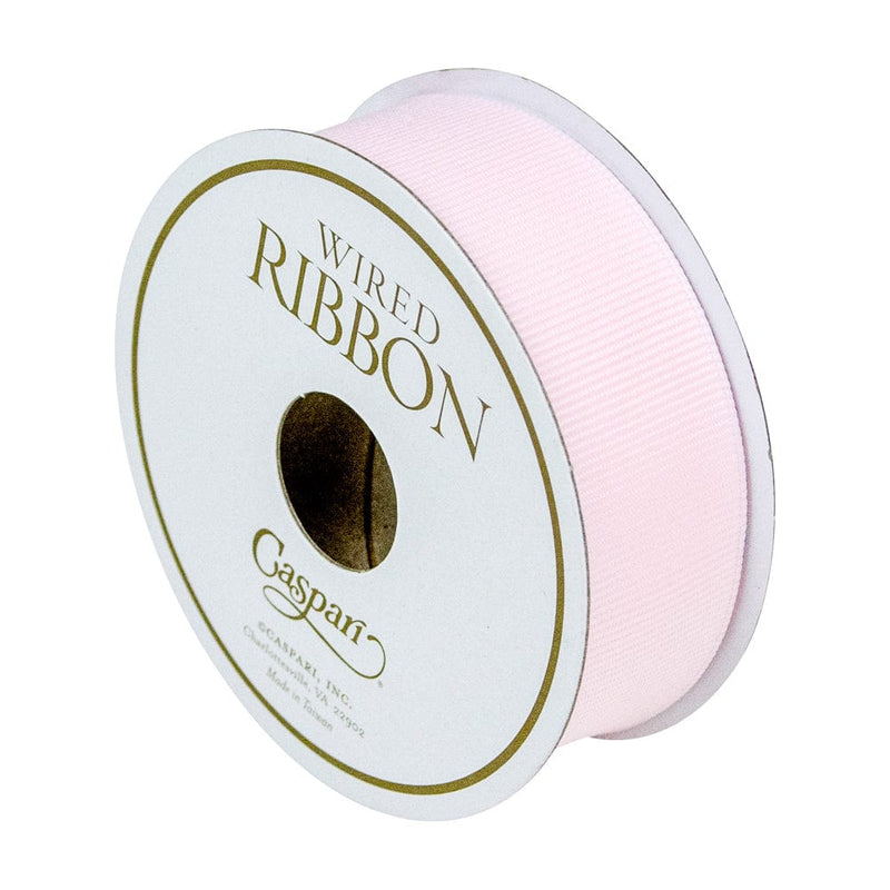 caspari Grosgrain Powder Wired Pink Narrow Ribbon - 1 Spool Of Ribbon