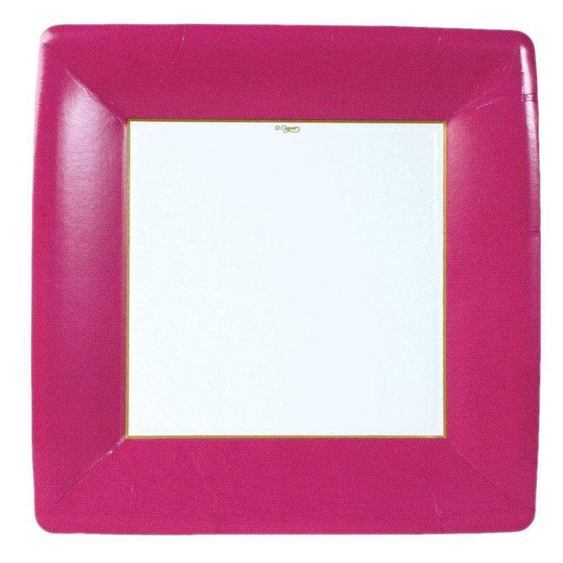 caspari Grosgrain Square Paper Dinner Plates in Rose - 8 Per Package