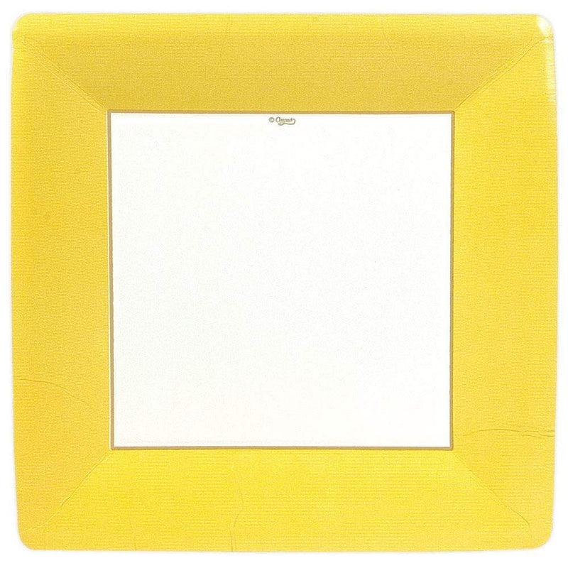 caspari Grosgrain Square Paper Dinner Plates in Yellow - 8 Per Package