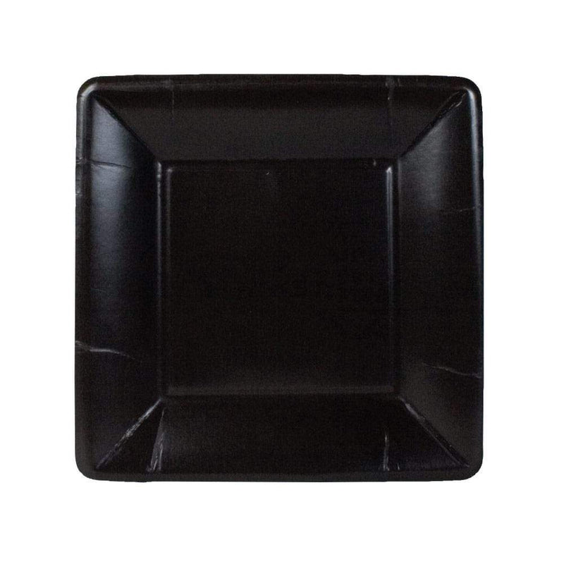 caspari Grosgrain Square Paper Salad & Dessert Plates in Black - 8 Per Package