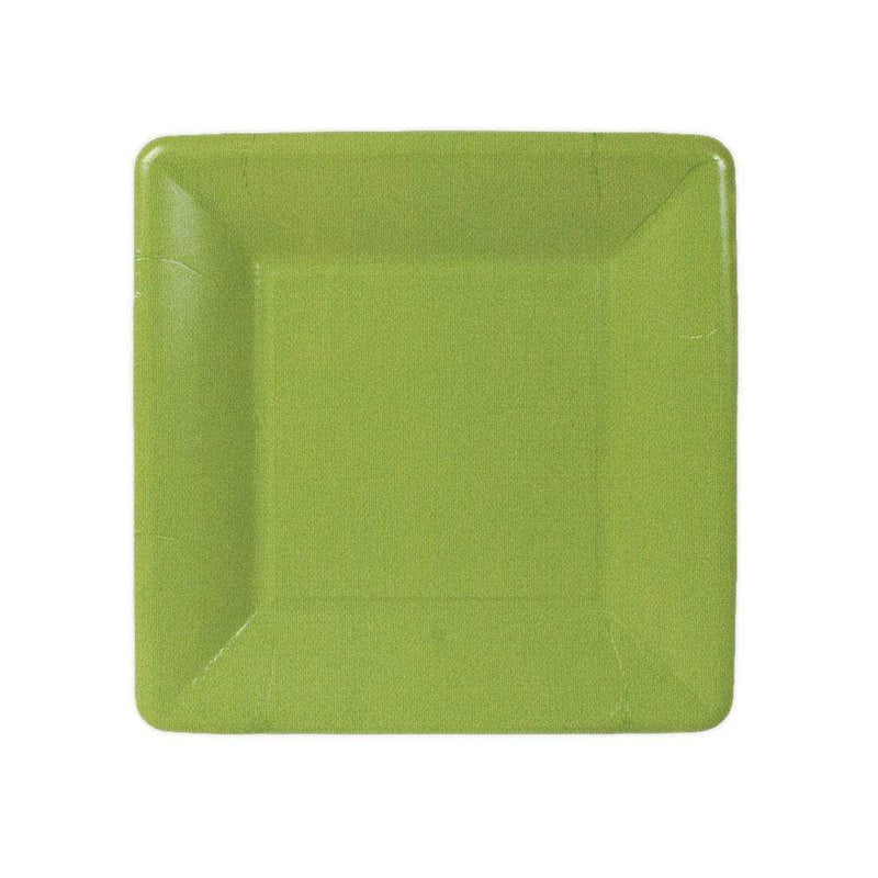 caspari Grosgrain Square Paper Salad & Dessert Plates in Moss Green - 8 Per Package