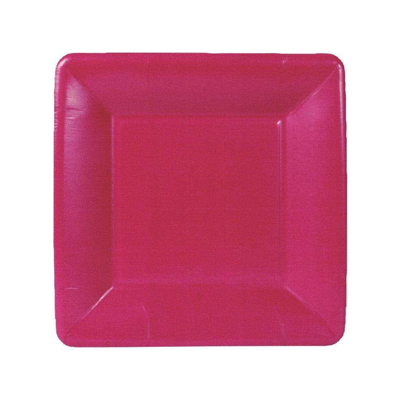caspari Grosgrain Square Paper Salad & Dessert Plates in Rose - 8 Per Package