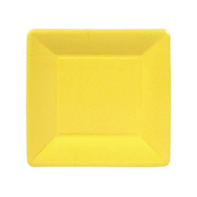 caspari Grosgrain Square Paper Salad & Dessert Plates in Yellow - 8 Per Package