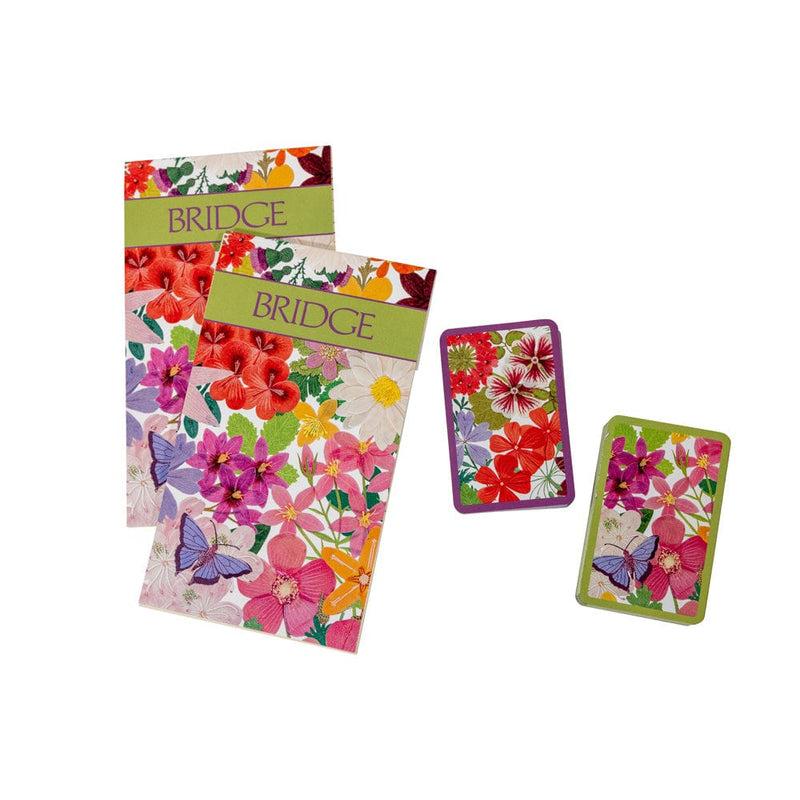 Caspari Halsted Floral Bridge Gift Set - 2 Playing Card Decks & 2 Score Pads