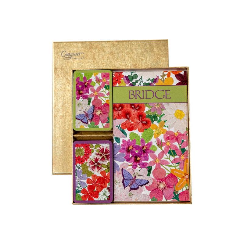 caspari Halsted Floral Bridge Gift Set - 2 Playing Card Decks & 2 Score Pads