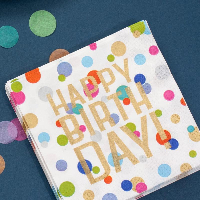 Caspari Happy Birthday Confetti Paper Luncheon Napkins - 20 Per Package