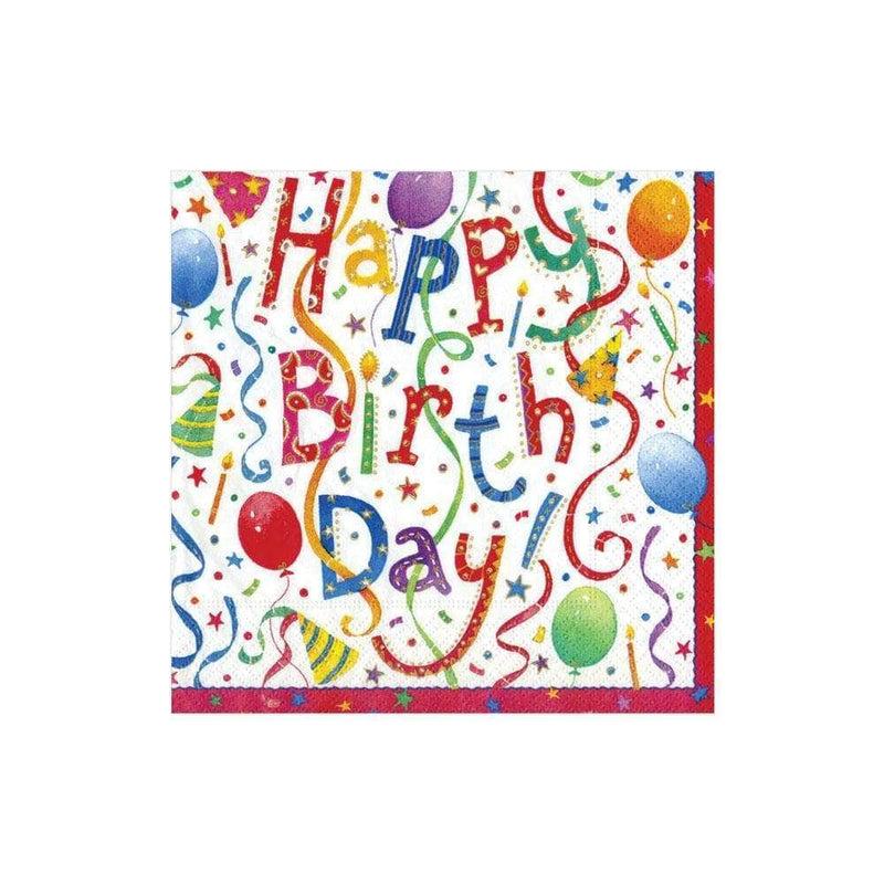 Caspari Happy Birthday Paper Cocktail Napkins - 20 Per Package