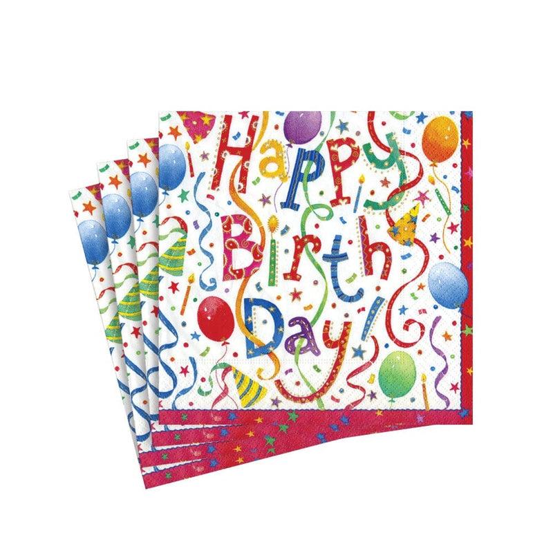 caspari Happy Birthday Paper Cocktail Napkins - 20 Per Package