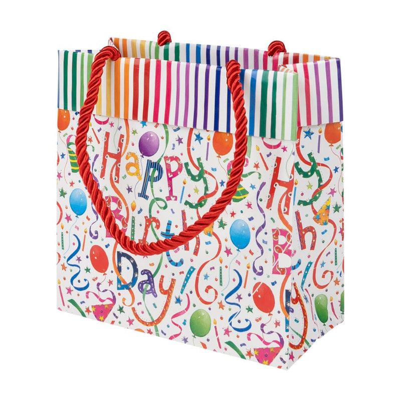 Caspari Happy Birthday Small Square Gift Bags - One Gift Bag Included