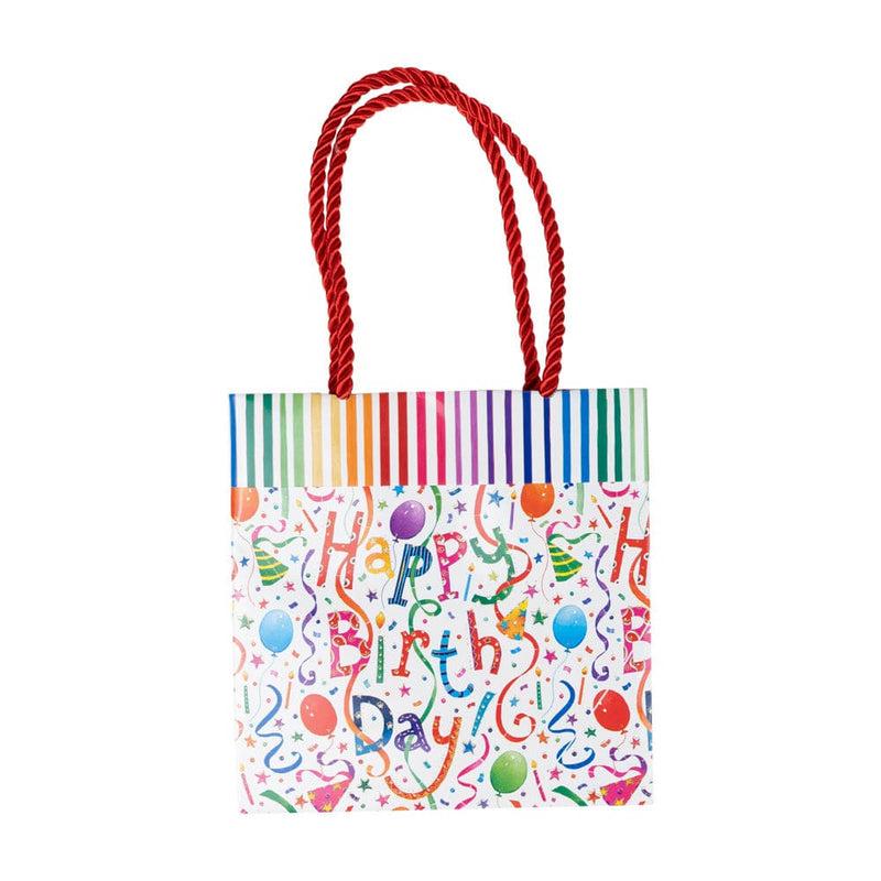 Caspari Happy Birthday Small Square Gift Bags - One Gift Bag Included