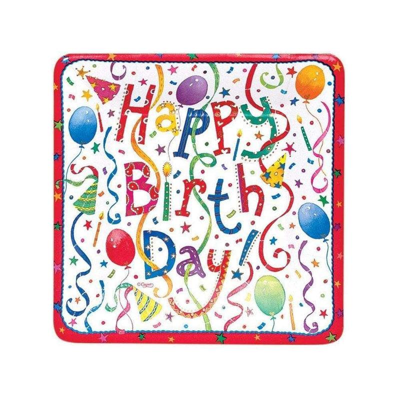 caspari Happy Birthday Square Paper Salad & Dessert Plates - 8 Per Package