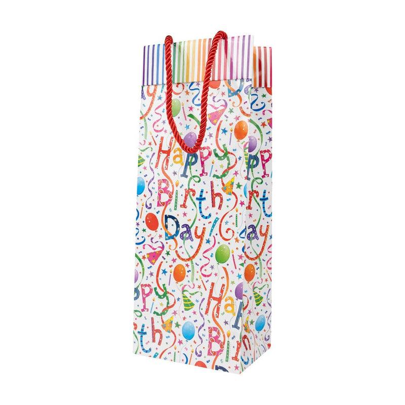 Caspari Happy Birthday Wine & Bottle Gift Bags - One Gift Bag Included