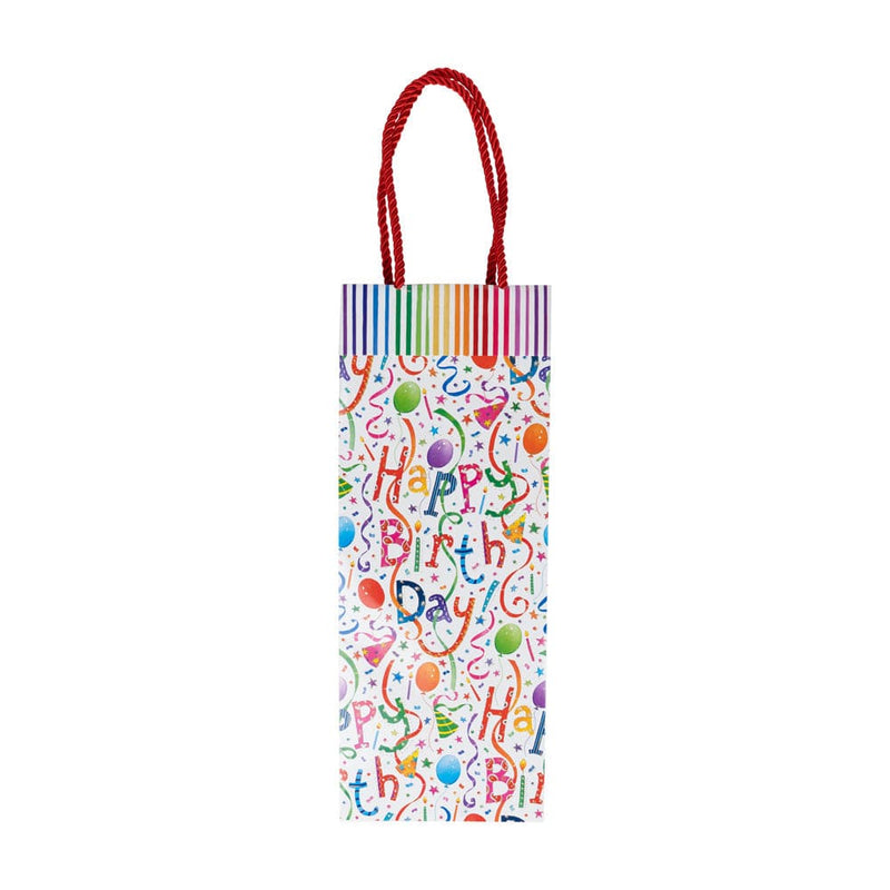 Caspari Happy Birthday Wine & Bottle Gift Bags - One Gift Bag Included