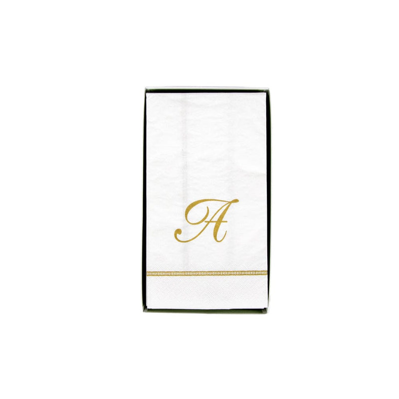 caspari Hemstitch Script Initial Guest Towel Napkins - 40 Per Box