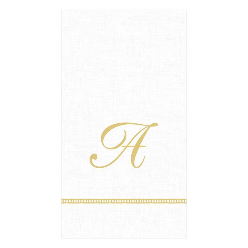 Caspari Hemstitch Script Single Initial Paper Guest Towel Napkins - 15 Per Package