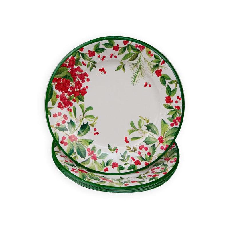 Caspari Holly Chintz White Salad & Dessert Plates - 8 Per Package